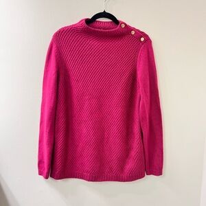 Talbots Fuchsia Button-Accent Turtleneck Sweater